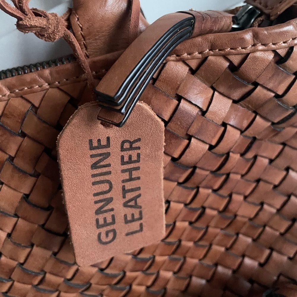 Woven Braided HANDMADE GENUINE LEATHER  BAG, VINTAGE LOOK BY ARTISANS IN INDIA - Picture 3 of 14